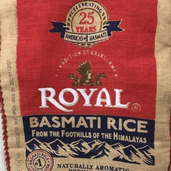 BURLAP Zip Tote Bag Royal Basmati Rice reuse ♻️ repurposed - Picture 2 of 4